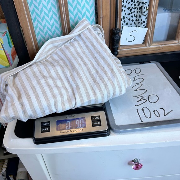 Milk & Honey Tan Cream Stripe Beach 100% Cotton Elastic Waist Romper Womens Med - Picture 10 of 10